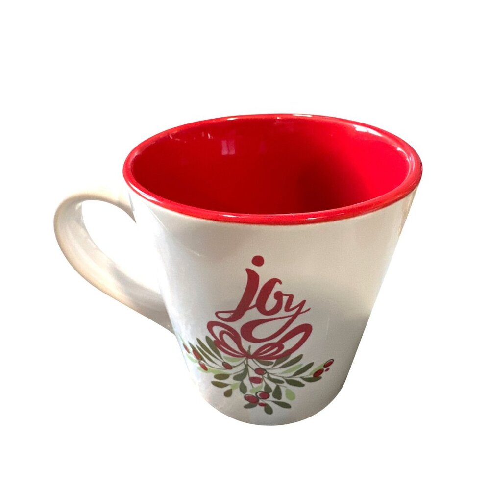 Christmas Ceramic Mug Set Red Interior Holiday Coffee Cups Joy Tree Car Design - Picture 8 of 10
